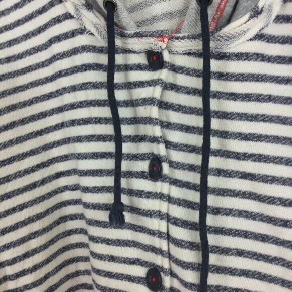 Evy's Tree Womens Ashley Striped Button Up Hooded Jacket Gray/White Size Large - Picture 3 of 10